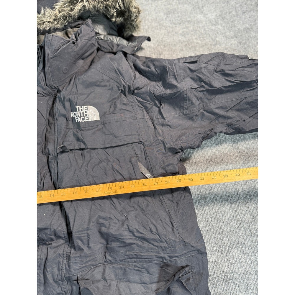 The North Face Down Hyvent Jacket Mens XL Black Hooded Parka Fur Trim Insulated - Picture 8 of 16